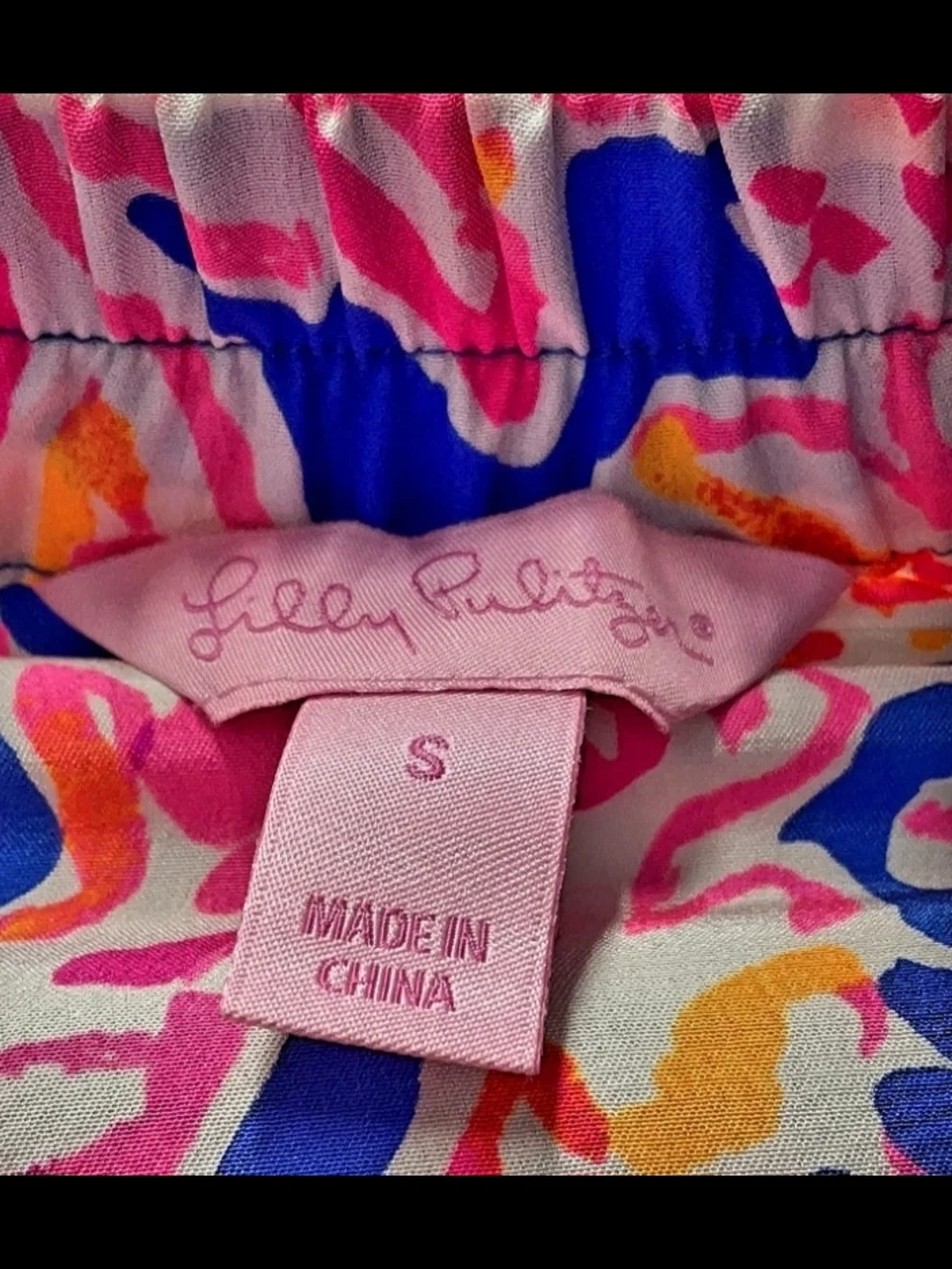 Lilly Pulitzer Strapless Dress in Royal Blue with Pink & Yellow Coral Print - Picture 6 of 6